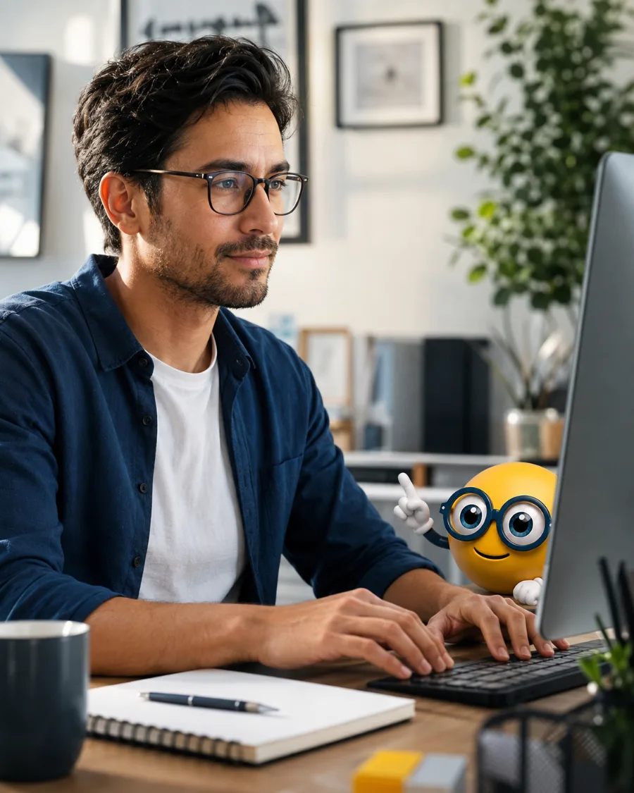 Persona con gafas trabajando frente al computador